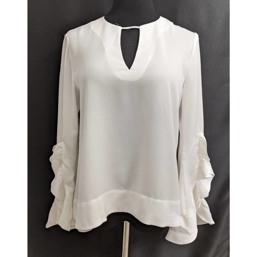 M medium Mollie Burch Ruffle Ruched Long Sleeve Blouse Top
